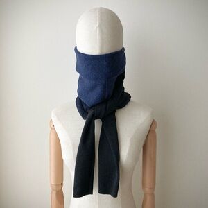 joodito 100% merino wool sweater wrap preppy tie scarf warm soft dark blue gray